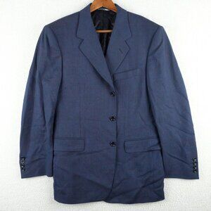 Christian Dior Blazer Mens 50 42R Blue Three Button Wool Luxury Formal Tessuto